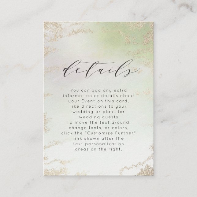 Carte D'accompagnement Ombre Spring Green Gold Foil Frost Détails du Mari (Devant)