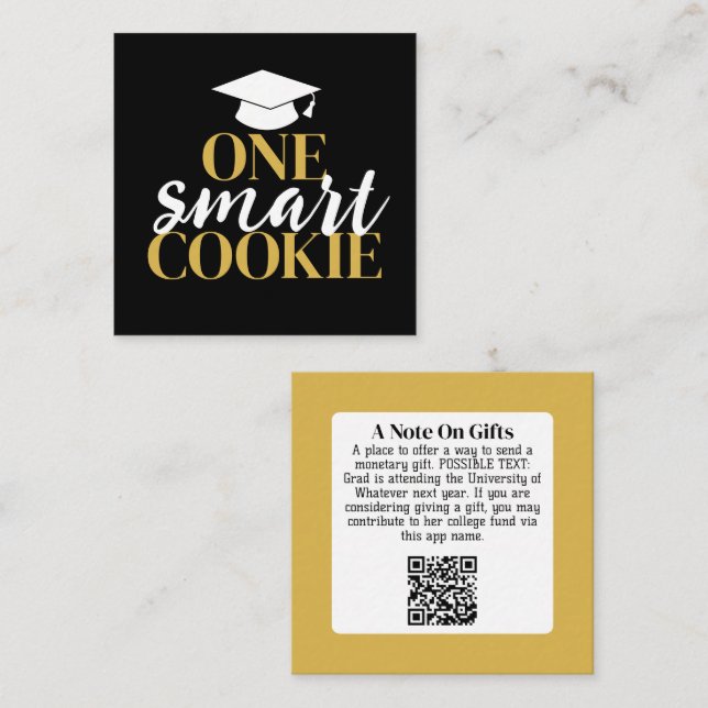 Carte D'accompagnement One Smart Cookie - Modern Graduation Cadeau QR Cod (Devant / Derrière)