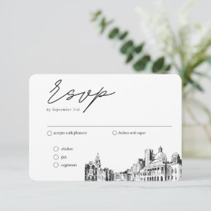 Carte D'accompagnement Option de repas traditionnel Mariage de Boston RSV