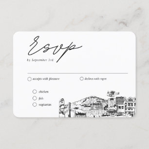 Carte D'accompagnement Option de repas traditionnel RSVP pour Mariage d'a