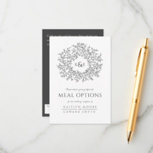 Carte D'accompagnement Options de monogramme de feuille blanche de charbo