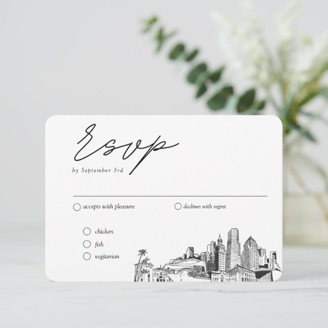 Carte D'accompagnement Options de repas RSVP traditionnel Mariage de Miam (Debout devant)