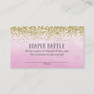 Carte D'accompagnement Or et billets roses de tombola de couche-culotte