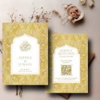 Or Royal Gold Damassé Musulman Code QR RSVP Site W