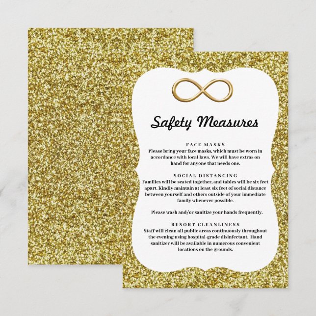 Carte D'accompagnement Or Sécurité Illimité Paillettes D'or (Devant / Derrière)