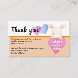 Carte D'accompagnement Orange Coeur mignon Bébé Lapin lapin Merci