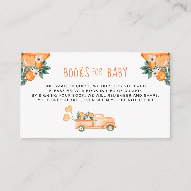 Carte D'accompagnement Orange Cutie Genre Neutre Livres de douche pour bé (Devant)
