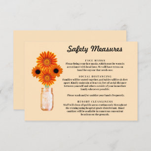 Carte D'accompagnement Orange Fleurs Mason Jar Mesures de sécurité