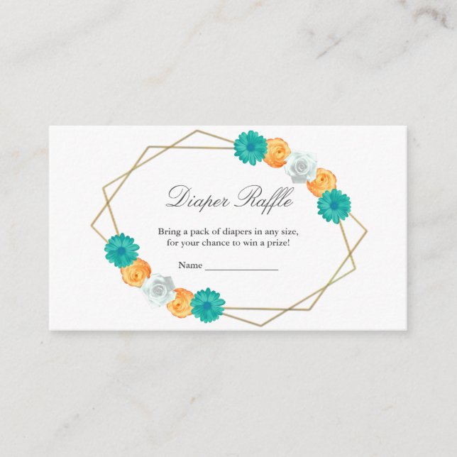 Carte D'accompagnement Orange Turquoise Floral Géométrique Bébé Déchets R (Devant)