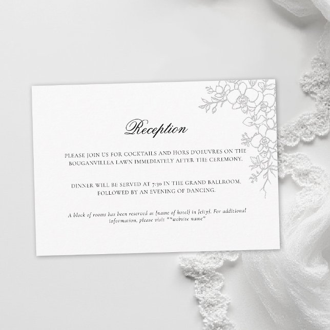 Carte D'accompagnement Orchid Elevated White Formal Traditional Wedding (orchid wedding enclosure card formal modern classic traditional black tie parents hosted white)