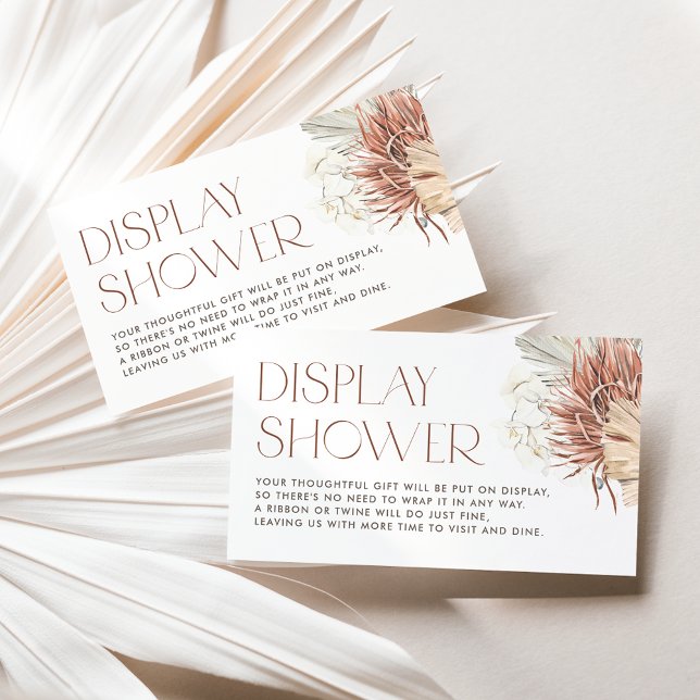Carte D'accompagnement Orchidée blanche et Palm Feuilles Boho Showport do (This boho display shower card featuring watercolor white orchids, dried palm leaves, and pampas.)