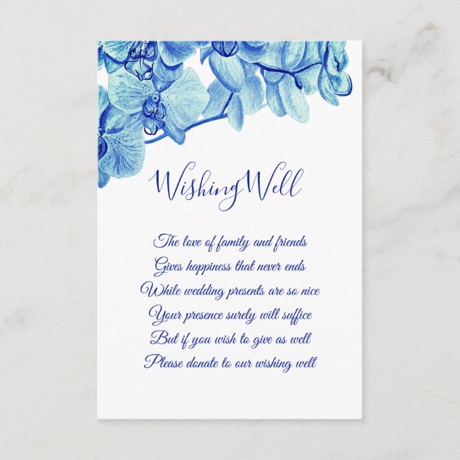 Carte D'accompagnement Orchidées Bleues Rayonnantes Mariage (Devant)