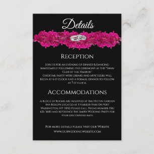 Carte D'accompagnement Orchidées Fuchsia sur Mariage noir