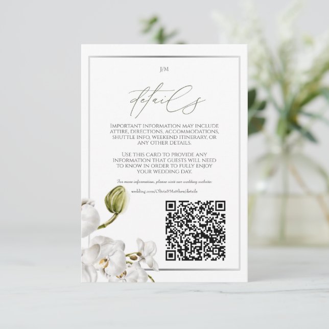 Carte D'accompagnement Orchids Frame Elegant Tropical Wedding (Debout devant)