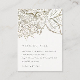 Carte D'accompagnement Ornat Paisley Mariage d'or d'ivoire de Wishing wel