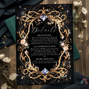 Carte D'accompagnement Ornate Gold et Diamonds Mariage noir