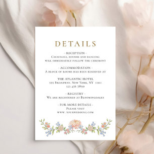 Carte D'accompagnement Ornate Grace Pastel Blush Floral Mariage Détails
