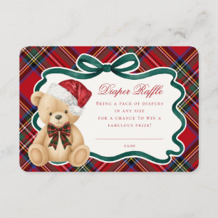 Carte D'accompagnement Ours à carreaux tartan rouge pour la tombola de co