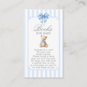 Carte D'accompagnement Ours à rayures bleues Fête bébé garçon Livres pour