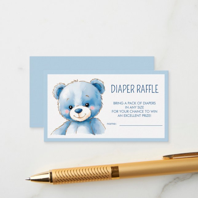 Carte D'accompagnement Ours bleu bouffant (Devant/Arrière en situation)