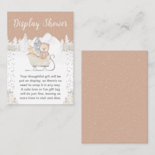 Carte D'accompagnement Ours Brun Luge Hiver Présentation de Baby Shower