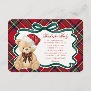 Carte D'accompagnement Ours de Noël en tartan rouge Livres pour bébé Cart