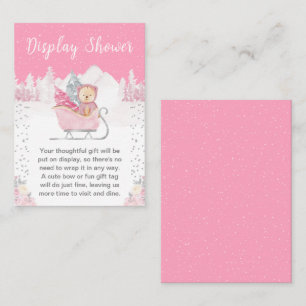 Carte D'accompagnement Ours d'hiver Rose Présentation de douche de luge