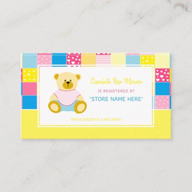 Carte D'accompagnement Ours doré, Registre des cadeaux de Baby shower (Devant)