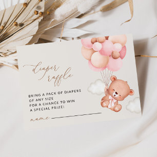 Carte D'accompagnement Ours En Conflit, Ballons Roses, Raffin De Baisse