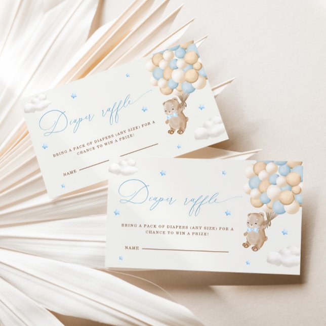 Carte D'accompagnement Ours en peluche avec ballons bleus Raffin de couch (Créateur téléchargé)