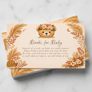 Carte D'accompagnement Ours en peluche boho automne pampas livres pour bé