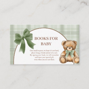 Carte D'accompagnement Ours en peluche chic vert sauge pour bébé