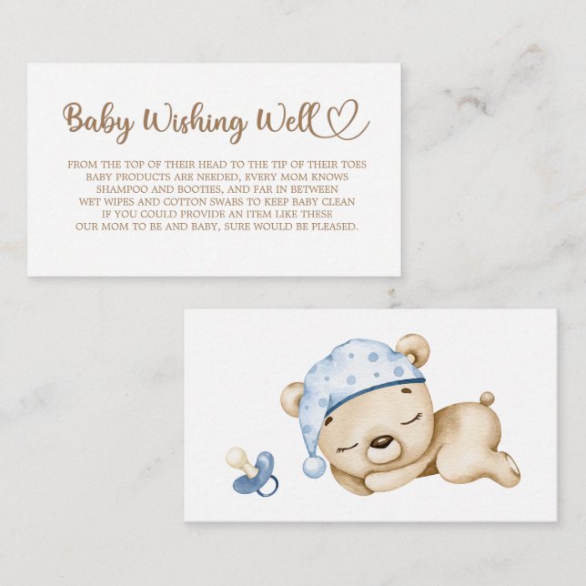 Carte D'accompagnement ours en peluche, ours de bébé, Baby shower, bien d (Devant / Derrière)