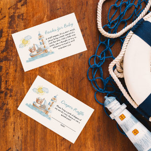 Carte D'accompagnement Ours nautique aquarelle livres de bateau pour bébé