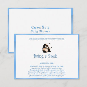 Carte D'accompagnement Ours Panda Livre Bleu