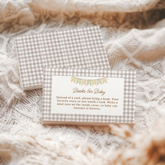 Carte D'accompagnement Ours Rustique Marron Gingham Livres pour Bébé