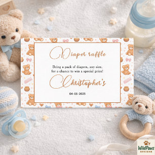 Carte D'accompagnement Ourson Bébé Fête Garçon Joli Ours Bleu