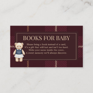 Carte D'accompagnement Ourson classique polo prépa plaid Baby Shower