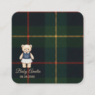 Carte D'accompagnement Ourson classique polo prépa plaid Baby Shower