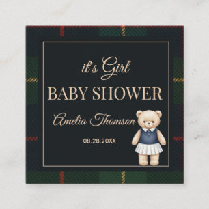 Carte D'accompagnement Ourson classique polo prépa plaid Baby Shower