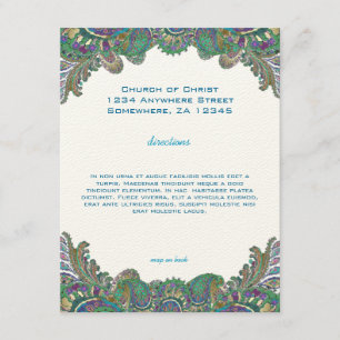 Carte D'accompagnement Paisley Peacock Couleurs Mariage Direction Récepti