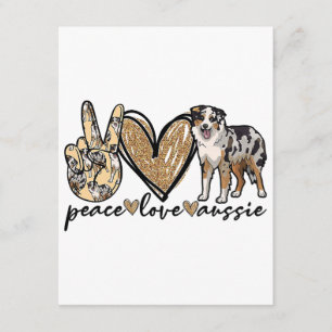 Carte D'accompagnement Paix, Amour, Aussie, chien de berger australien, A