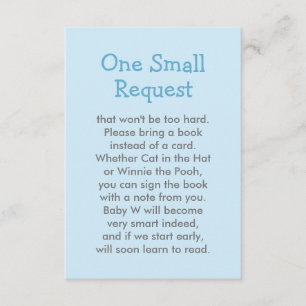 Carte D'accompagnement Pale Blue Book Demande Baby shower garçon