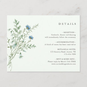 Carte D'accompagnement Pale Green Elegant Fleur sauvage Détails du Mariag