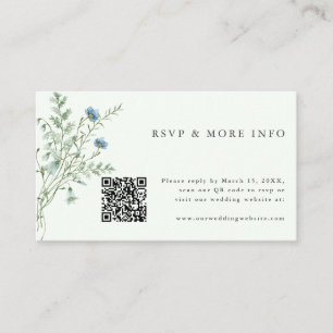 Carte D'accompagnement Pale Green Elegant Fleurs sauvages mariage RSVP