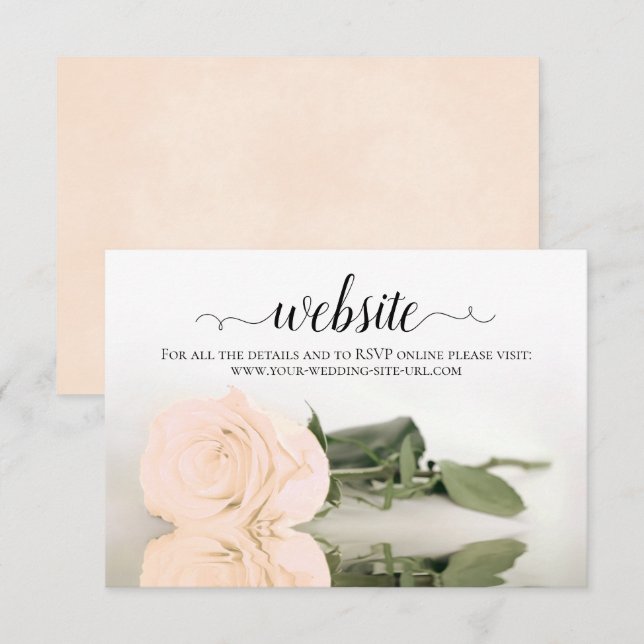 Carte D'accompagnement Pale Peach Rose Élégant site de mariage (Devant / Derrière)