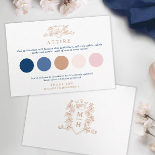 Carte D'accompagnement Palette de couleurs de tenue de mariage à monogram