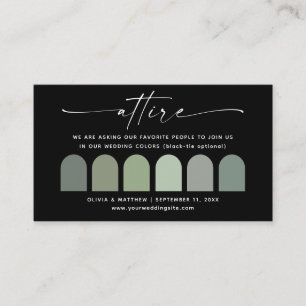 Carte D'accompagnement Palette de mariage vert sauge tenue Code vestime