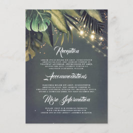 Carte D'accompagnement Palm Feuille String Lights Beach Wedding Détails