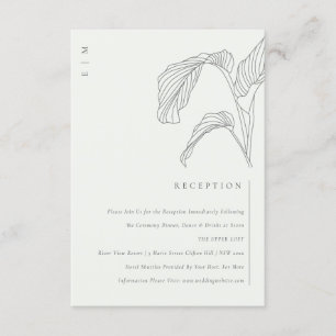 Carte D'accompagnement Palme feutrée Croquis Noir Blanc Mariage Réception